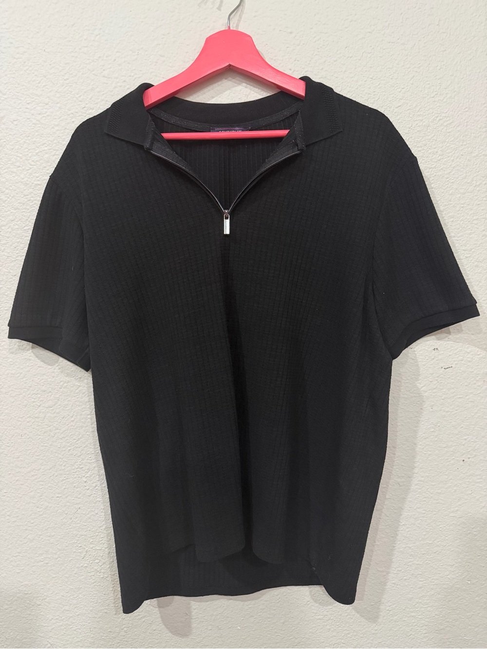 Southblue Black Ribbed‎ Quarter Zip Polo Shirt Men’s Large Minimalist Y2K